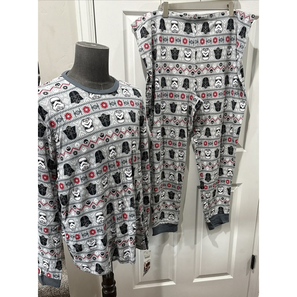 Disney Pajama Set Mens 2XL Gray New Star Wars Fair Isle Darth Vader Stormtrooper